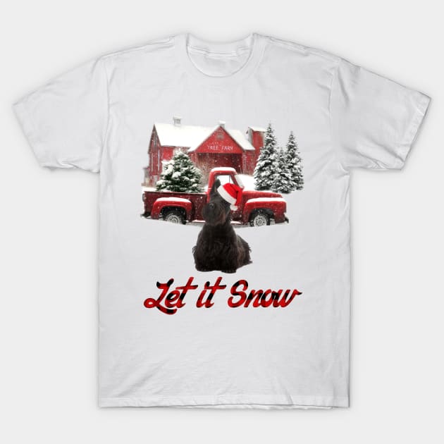 Scottish Terrier Let It Snow Tree Farm Red Truck Christmas T-Shirt by TATTOO project